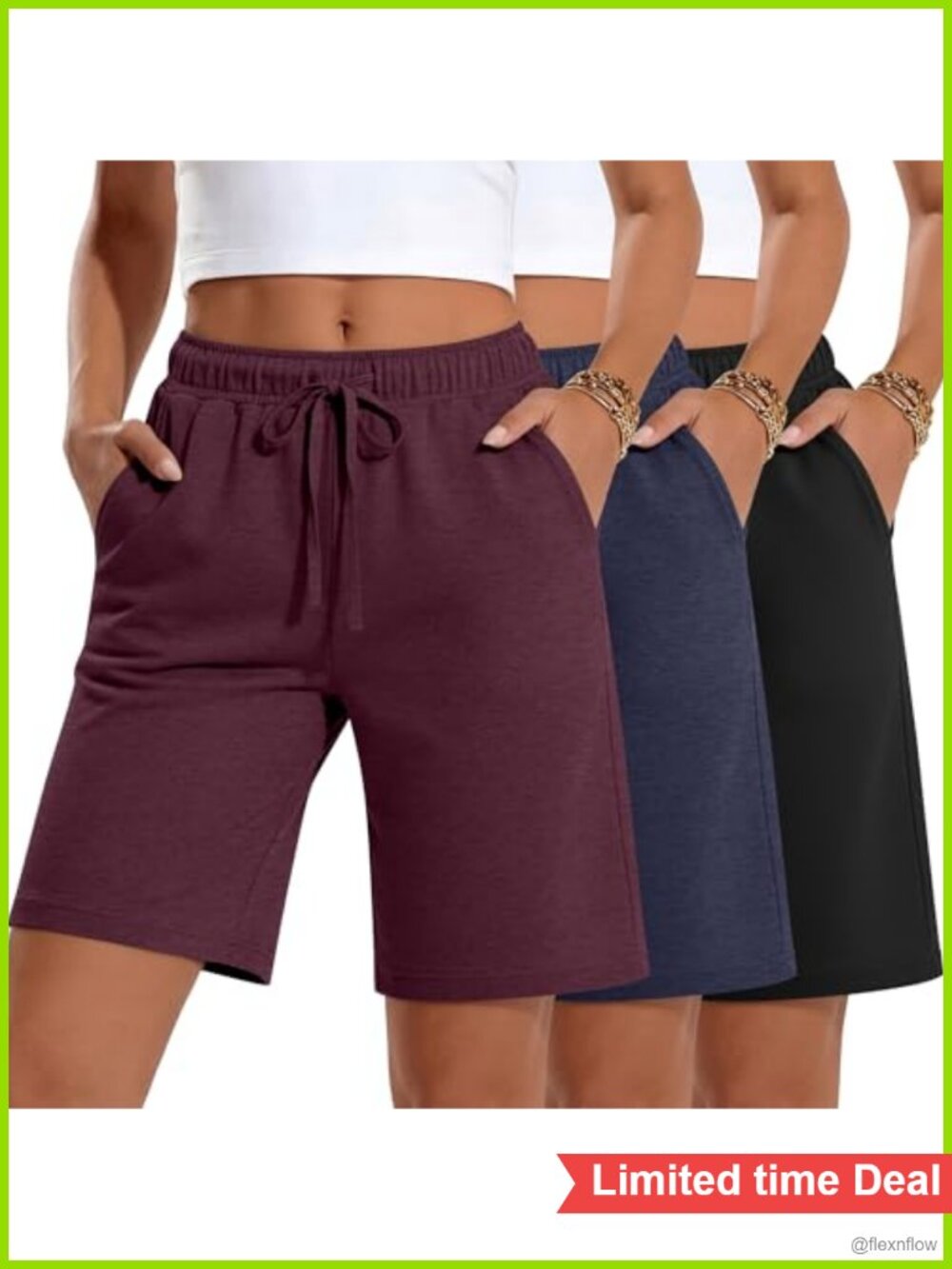 3 Pack Women's Bermuda Shorts Running Yoga Athletic Quick Dry